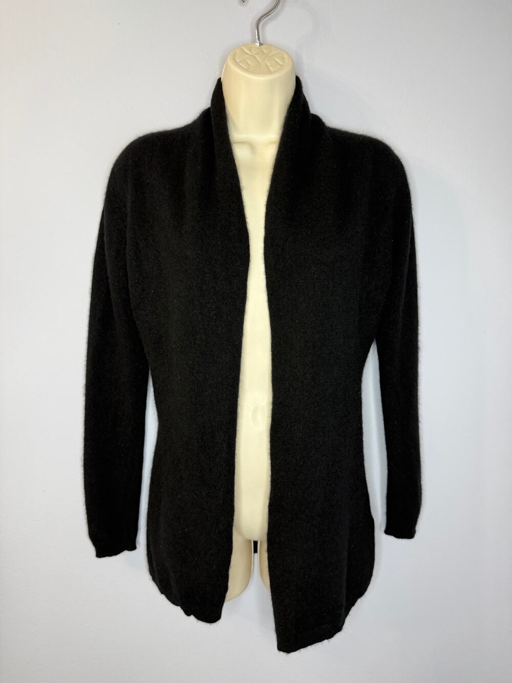 Philippe Le Bac Open Cashmere Front Cardigan Black Soft Women's S